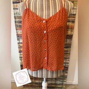 “ Pretty Good” Orange Top, Size Small. 
Button Up.